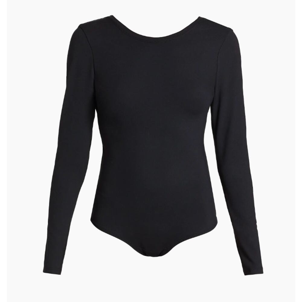 $78 Spanx Long Sleeve Scoop Bodysuit | Womens M, Black NEW